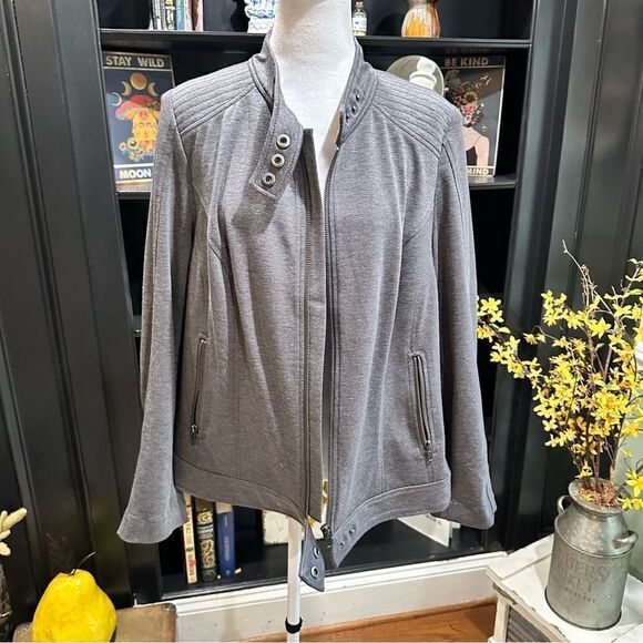 Lane Bryant Gray Moto Jacket Size 16 - Picture 6 of 11